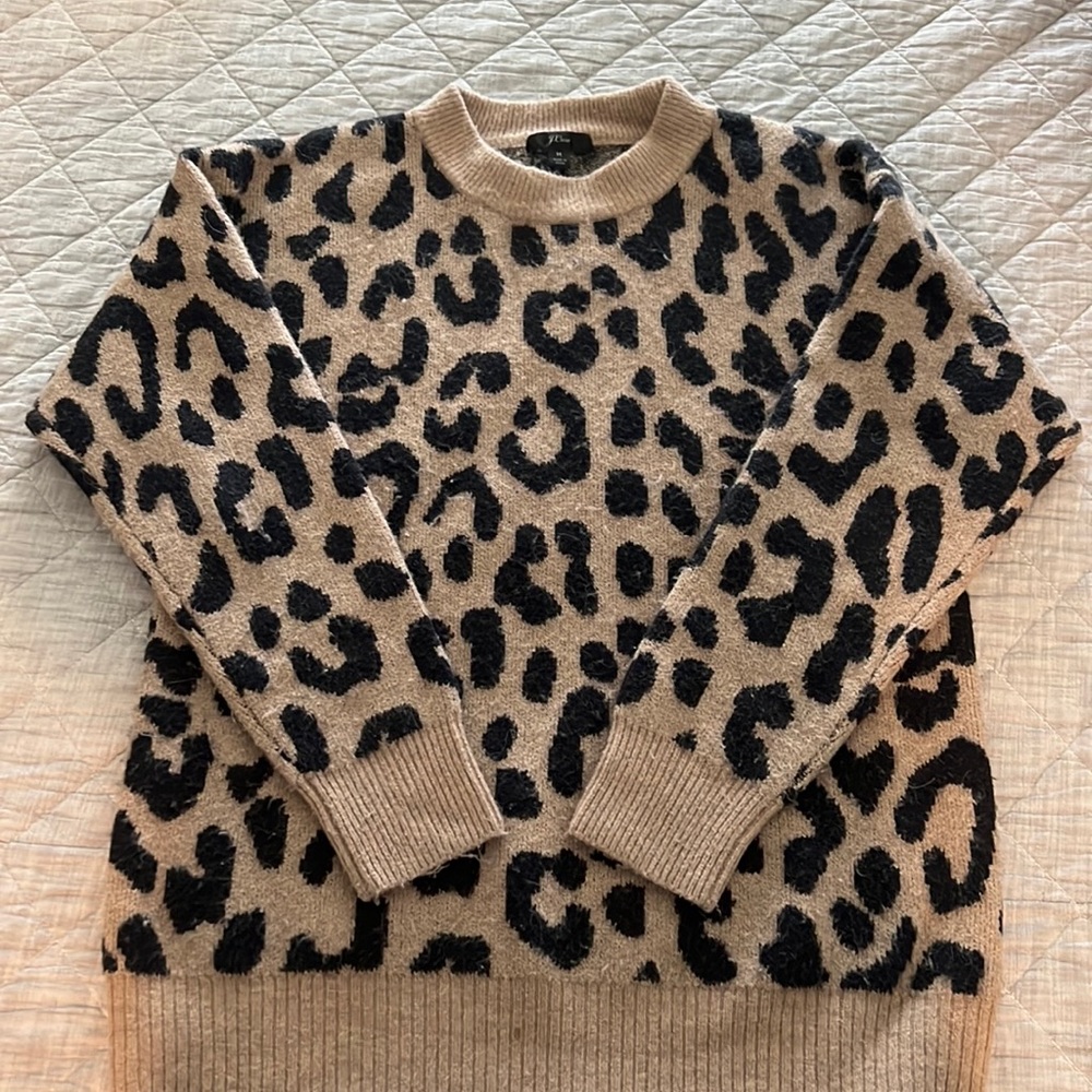 Jcrew animal print sweater.